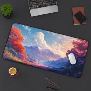 LoFi Desk Mat - YUGEN BLOOM - Studio Ghibli Office Decoration - Japan Office Decor - Home Workspace - Anime Desk Mat - Aesthetic Office