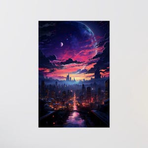 Póster LoFi - VAPOR TRAILS - Impresión de póster - Pósteres mate - Decoración de pared - Arte de pared - Impresión artística - Arte de póster - Decoración de habitación - Arte de pared ciberpunk