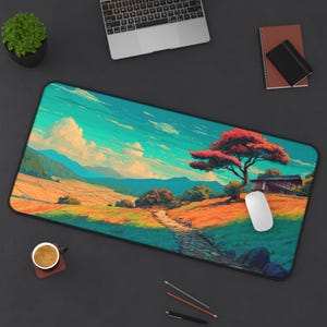 LoFi Desk Mat - EDGE OF AOMORI - Studio Ghibli Office Decoration - Japan Office Decor - Home Workspace - Anime Desk Mat - Aesthetic Office