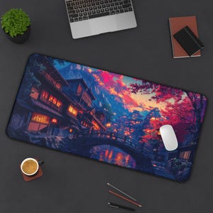 LoFi Desk Mat - YAMAGATA GLOW - Studio Ghibli Office Decoration - Japan Office Decor - Home Workspace - Anime Desk Mat - Aesthetic Office