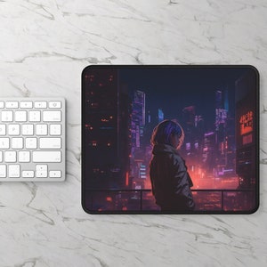 LoFi Mouse Pad - RUSHIMA - Gaming Mouse Pad - Office Aesthetic Decoration - LoFi Office Decor - Workspace - Desk Mat - Home Office Decor