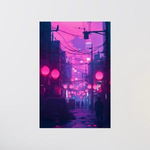 Póster LoFi - NEON ELYSIUM - Impresión de póster - Pósteres mate - Decoración de pared - Arte japonés - Impresión artística - Arte de póster - Decoración de habitación - Arte mural LoFi