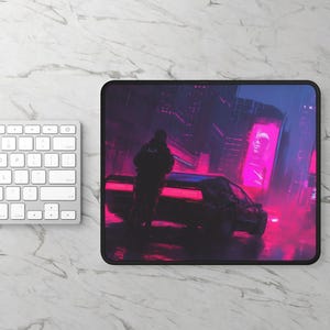 LoFi Mouse Pad - NEON DRIVE - Office Aesthetic Decoration - Gaming Mouse Pad - LoFi Office Decor - Workspace - Desk Mat - Home Office Decor