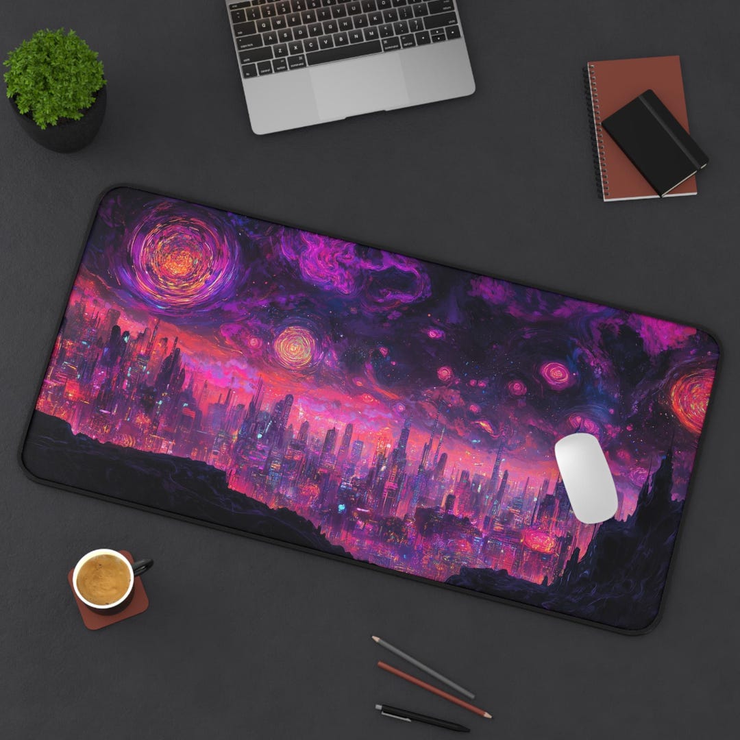 Lofi Desk Mat - STARLIGHT ALGORITHM - Studio Ghibli Office Decoration ...
