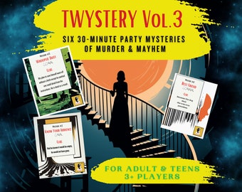 Murder Mystery Party Games for Adults + Teens | Twystery Volume 3 | Logic + Deduction | Printable Instant Download PDF | 3+ Players