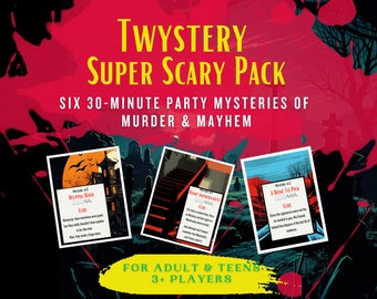 Murder Mystery Party Games for Adults + Teens | Twystery Super Scary Pack | Logic + Deduction | Printable Instant Download PDF | 3+ Players