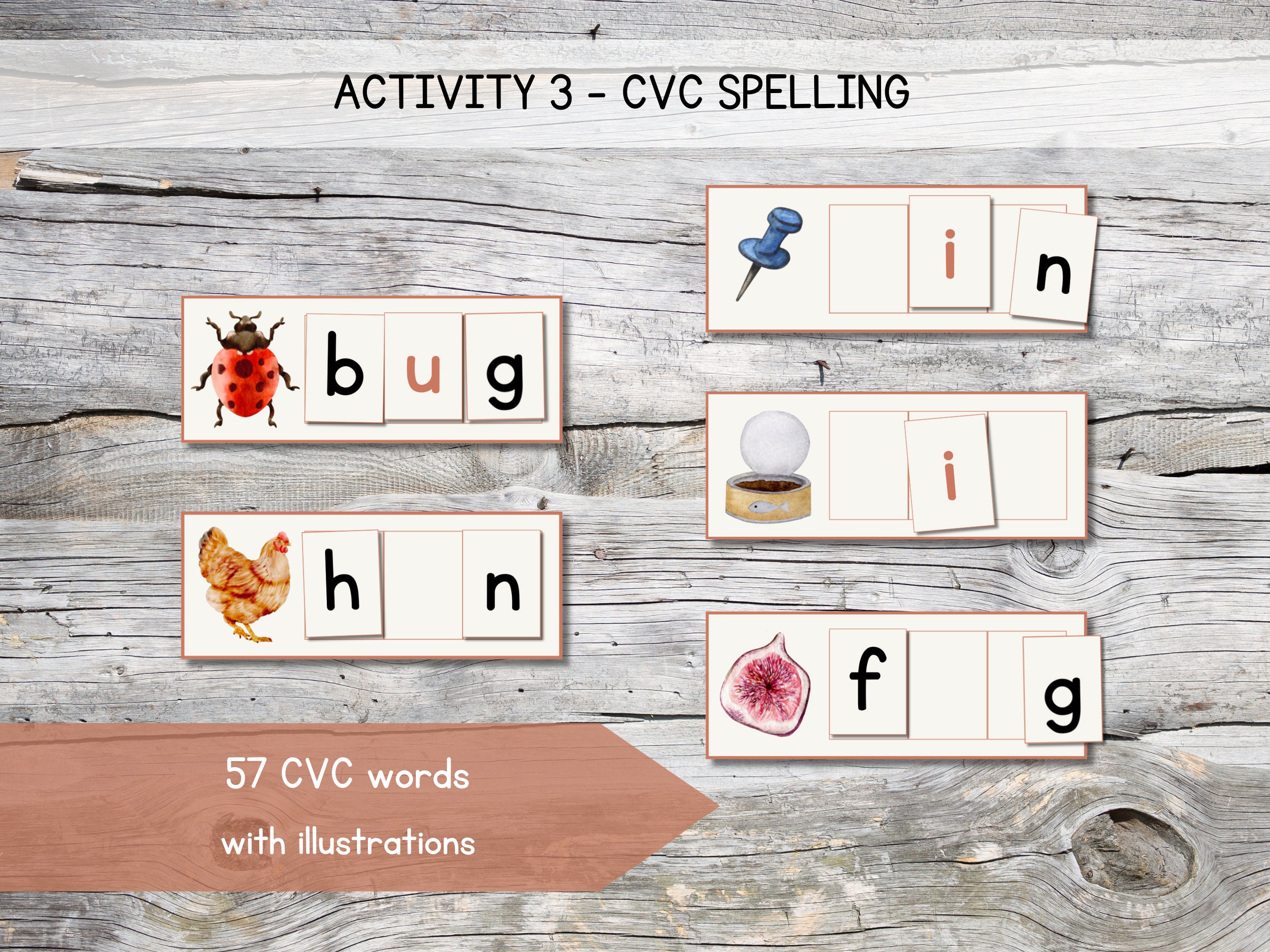 Printable Montessori Moveable Alphabet Bundle. CVC Reading Etsy