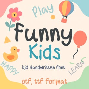 FunnyKids Font,handwritten font,doodle font,Planner Font,Fun Font ,Canva Font, Logo Font, Trendy Fonts, Teacher Fonts ,kids Font