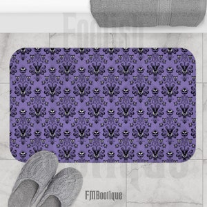 Haunted Mansion Bath Mat (2 sizes) - Purple Wallpaper Design