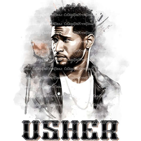 Usher Fan Art LIMITED Bundle of 2 Transparent Digital Sublimation Png Download