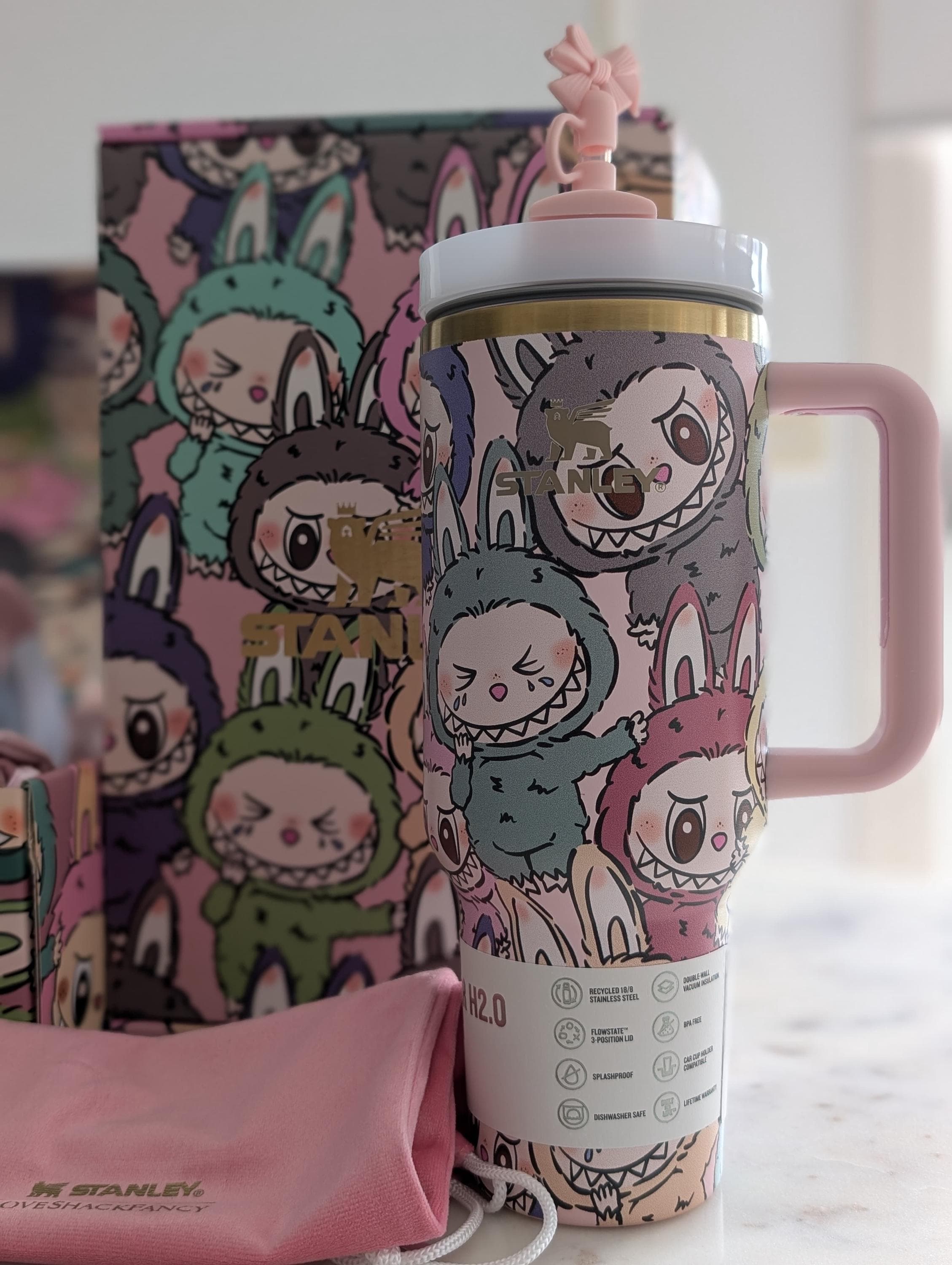 Custom Labubu x Stanley Tumbler custom gift pack, Personalized Stanley 40oz Tumblers, Insulated Travel mug,  cartoon Stanley, best gift