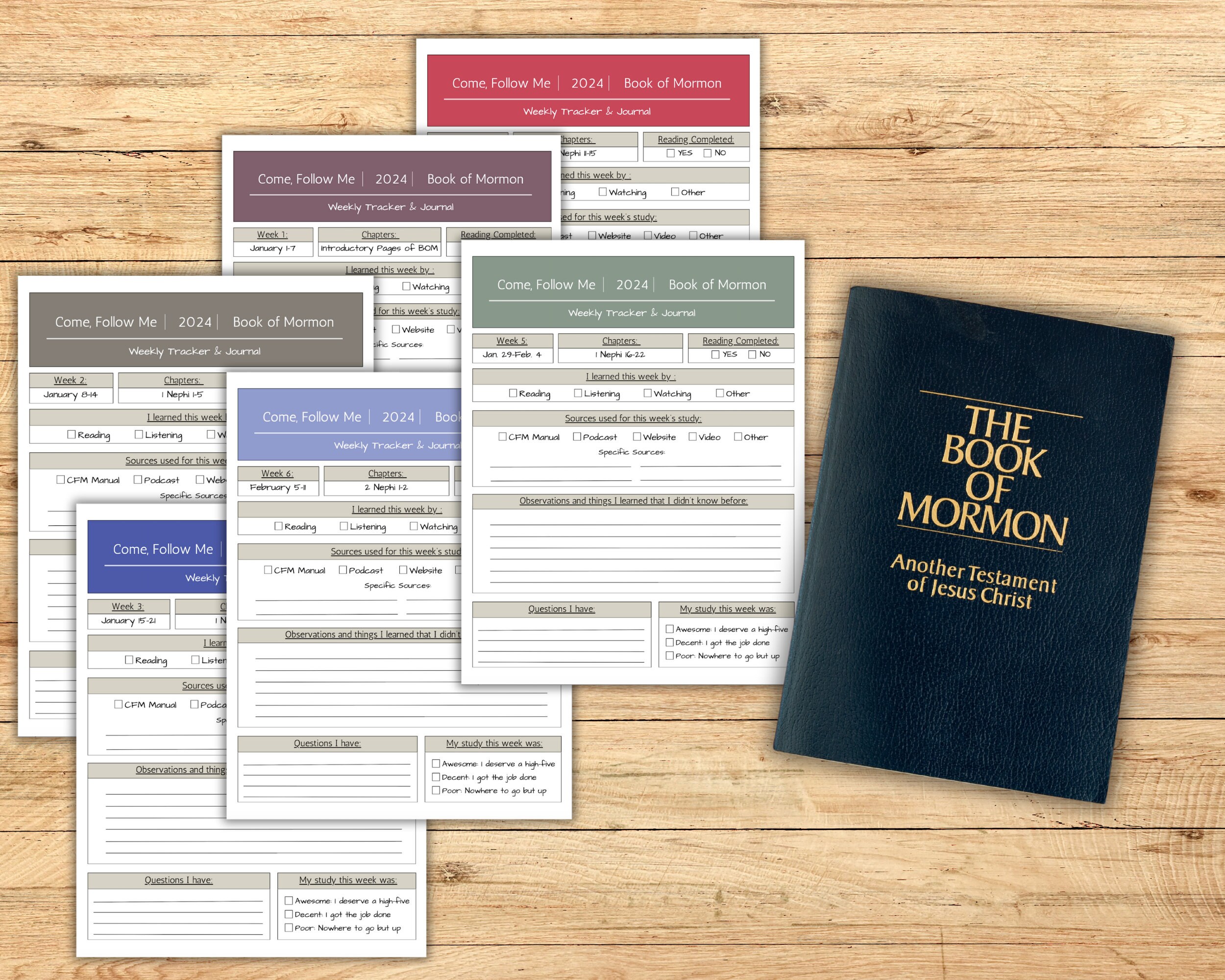 LDS Come Follow Me 2024, Book of Mormon Printable, Weekly Study Tracker