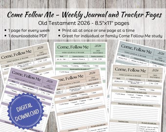 LDS Come Follow Me 2026 Old Testament Study Journal | Printable Tracker Pages  | Digital Download