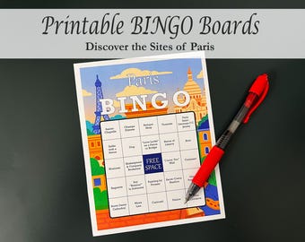 Printable Paris Scavenger Hunt BINGO Cards: 16 Unique Game Boards (Digital Download)