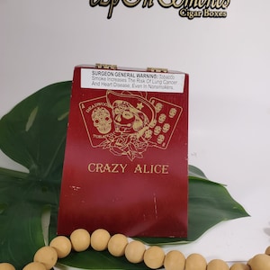 Deadwood Crazy Alice Empty Wooden Cigar Box 5x6.5x2.25