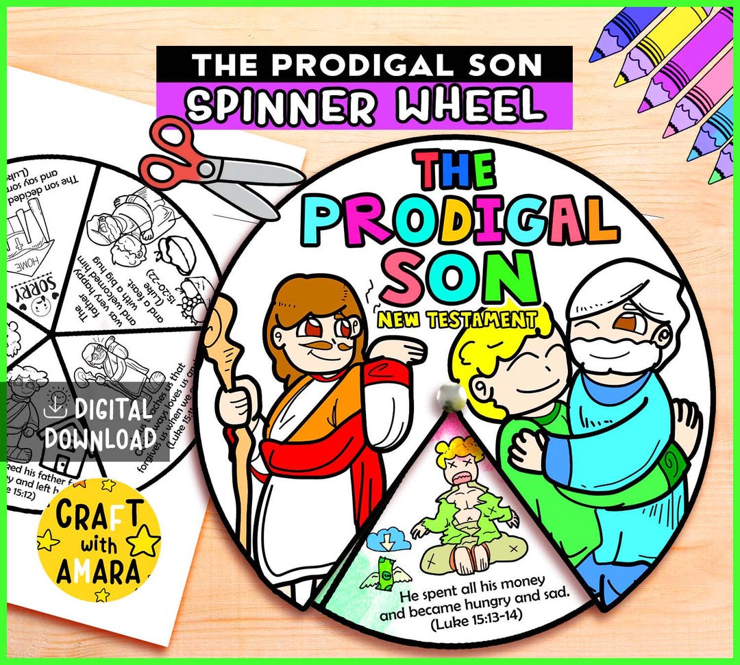 Buy Parable of the Prodigal Son Spinner Coloring Wheel Bible Craft ...