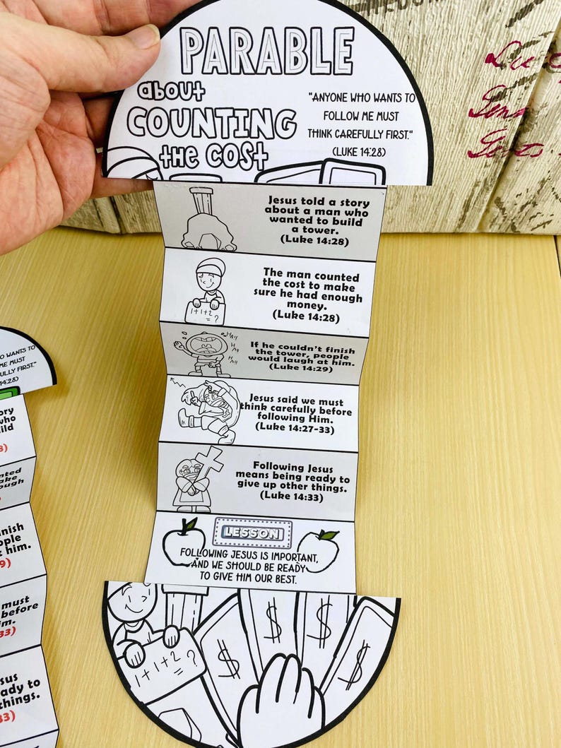 Parable About Counting the Cost Folding Surprise Bible Craft: Children ...