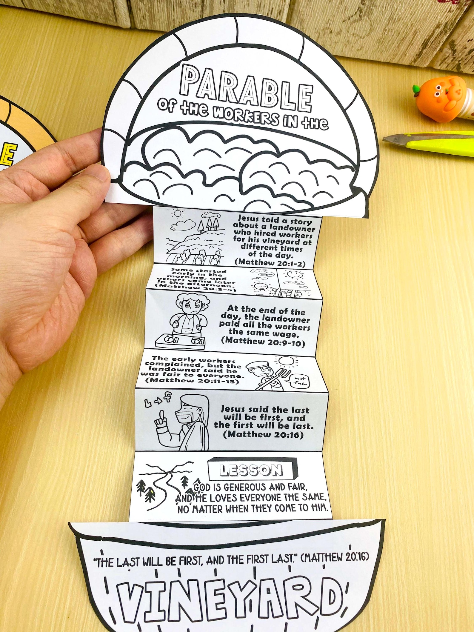 Parable of the Workers in the Vineyard Folding Surprise Bible Craft ...
