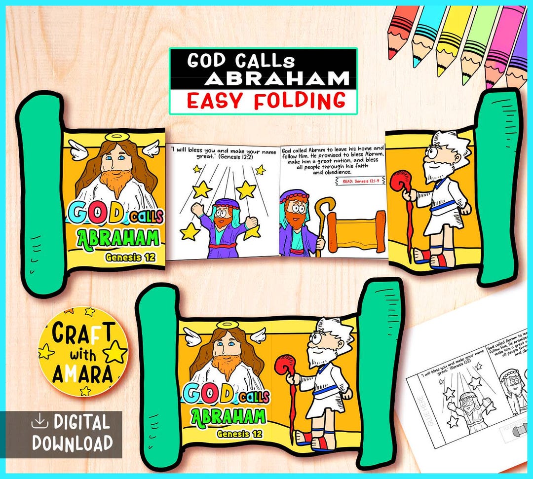 God Calls Abraham Easy Coloring Folding Surprise Bible Craft: Bible ...