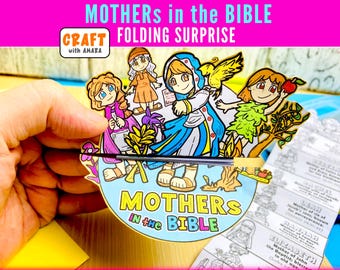 Mothers in the Bible Folding Surprise Craft: Bible Study Lesson Craft, Sunday School, Church Activity Kids, Mini Book, Mother's Day Craft