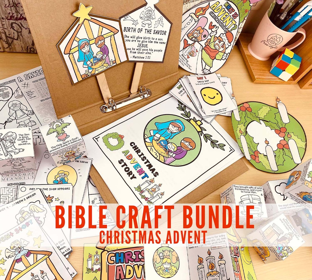 BUNDLE -bible Craft Christmas Advent: Folding Surprise, Cube Box ...