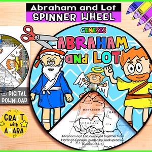 Abraham and Lot Spinner Coloring Wheel, Bible Activity, Kids Bible Lesson Study, Sunday School Craft, Bible Story, Memory Games, Christian