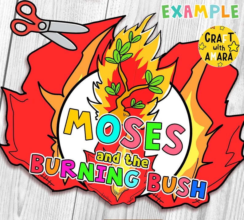 Moses and Burning Bush Easy Coloring Folding Surprise Bible Craft ...