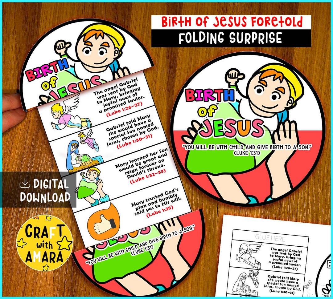 Birth of Jesus Foretold Folding Surprise Bible Craft: Nativity Children ...