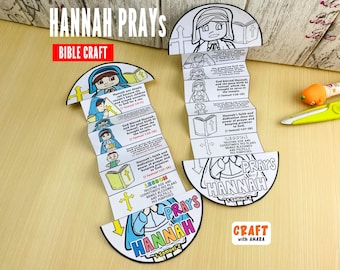 Manualidad bíblica sorpresa plegable de Hannah Prays, lección de historia bíblica, manualidad para la escuela dominical, actividad para niños en la iglesia, mini libro, Antiguo Testamento, cristiano