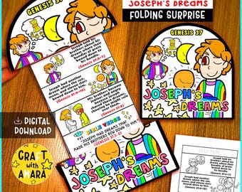 Joseph Mini Book Joseph’s Dreams Folding Surprise Bible Coloring Craft: Children ...