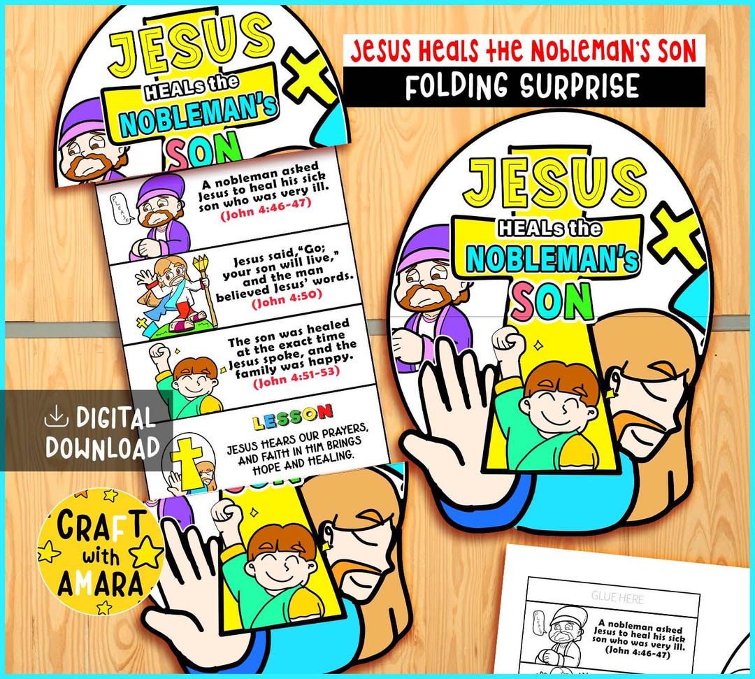 Jesus Heals the Nobleman's Son Folding Surprise Bible Craft: Jesus ...