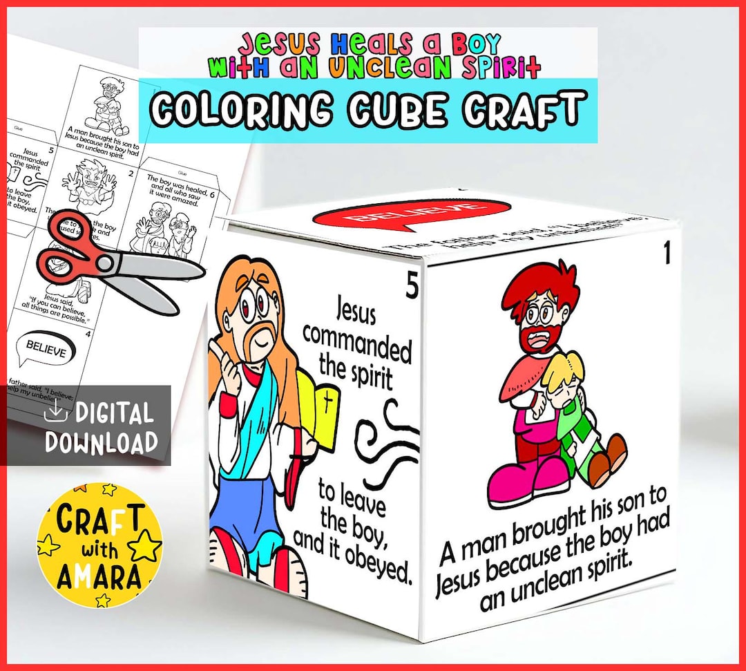 Jesus Heals a Boy With an Unclean Spirit Coloring Cube Bible Craft ...
