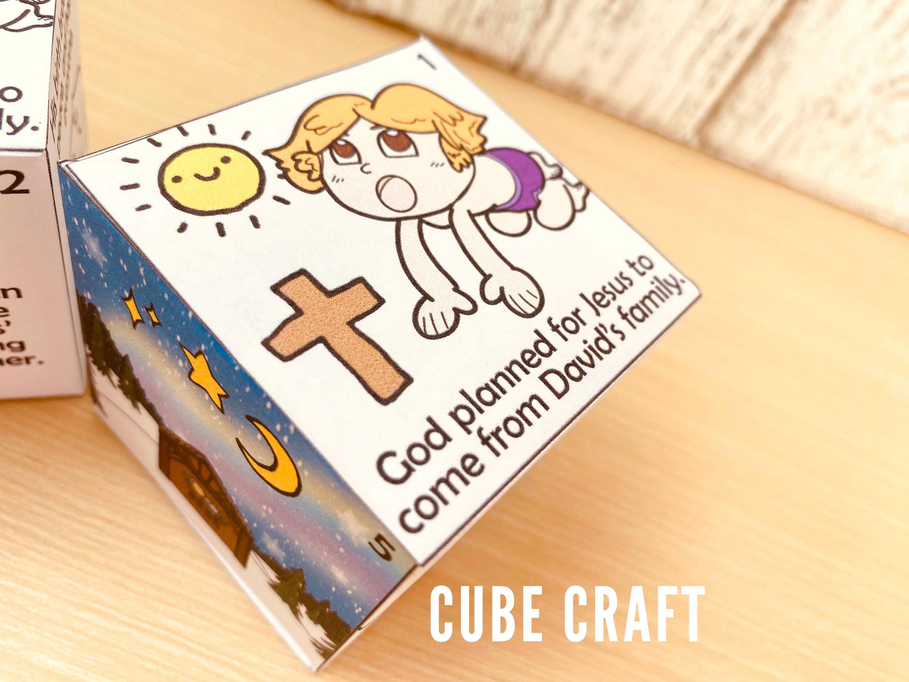 Genealogy & Birth of Jesus Coloring Cube Bible Craft: Memory Games ...