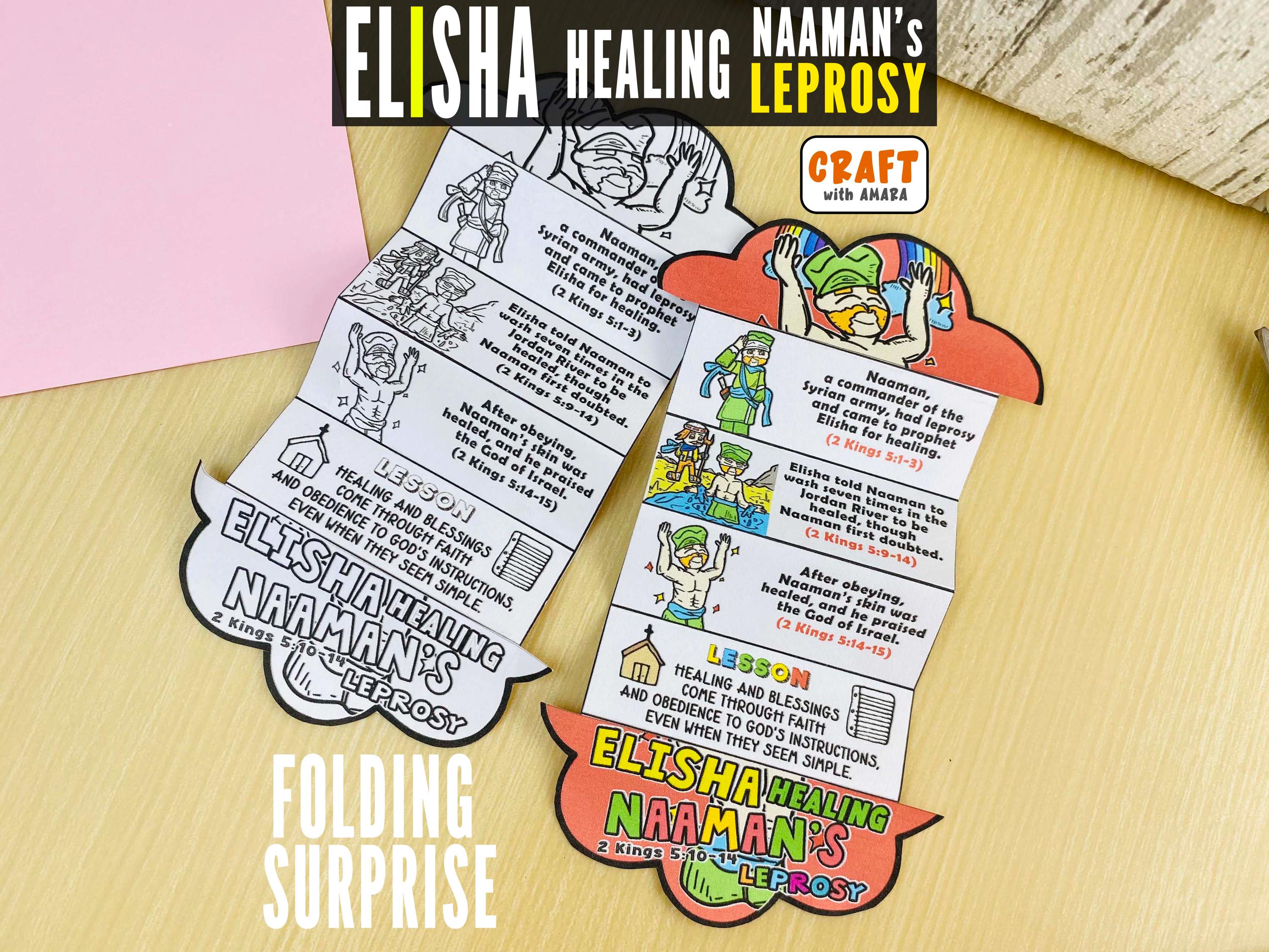 Elisha Healing Naaman's Leprosy Folding Surprise Craft: Bible
