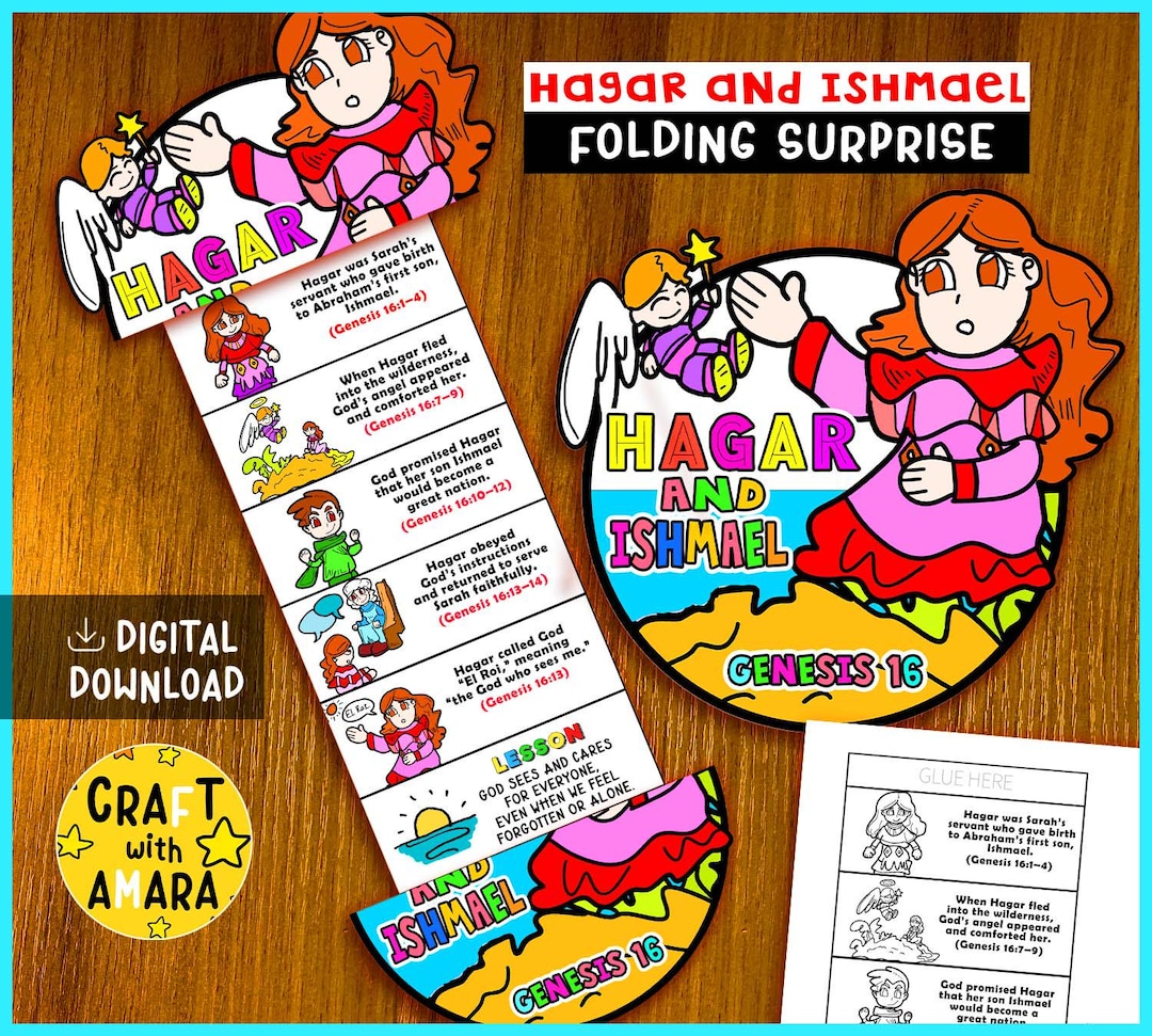 Hagar and Ishmael Folding Surprise Bible Craft: Sunday School Study, Church Activity Kids ...