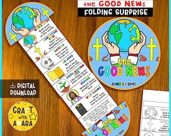 The Good News John 3:16 Folding Surprise Bible Craft, Bible Lesson, Gospel, Christian Sunday School Craft, Mini Book, Old Testament Story