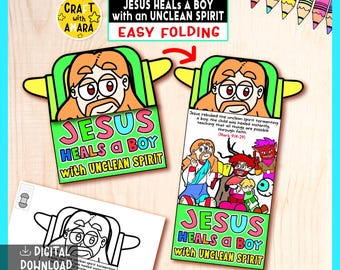 Jesus Heals a Boy With an Unclean Spirit Easy Folding Surprise Bible Craft: Jesus Death Miracle Christian Sunday School Church Activity Kids