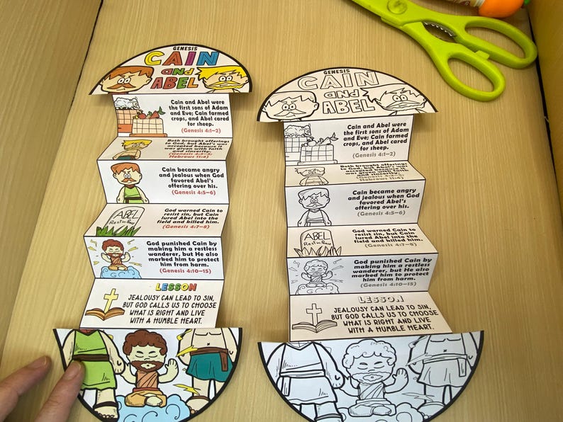 Cain and Abel Coloring Folding Surprise Bible Craft: Bible Lesson ...