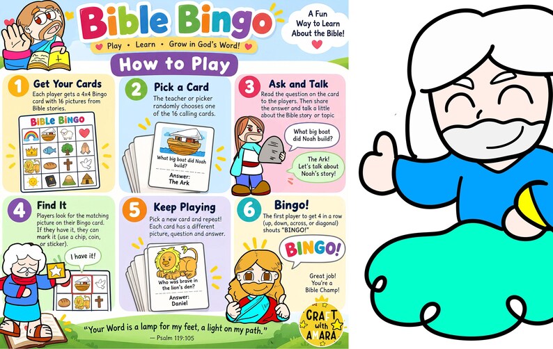 How Many Question Sign Cartoon Bible Bingo for Kids & Adult - Nativity of Jesus Christian Scripture ...