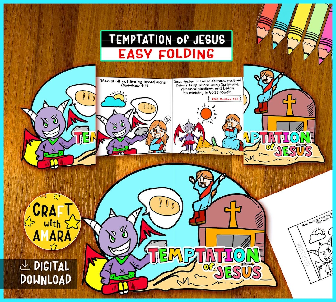 Temptation of Jesus Easy Coloring Folding Surprise Bible Craft ...
