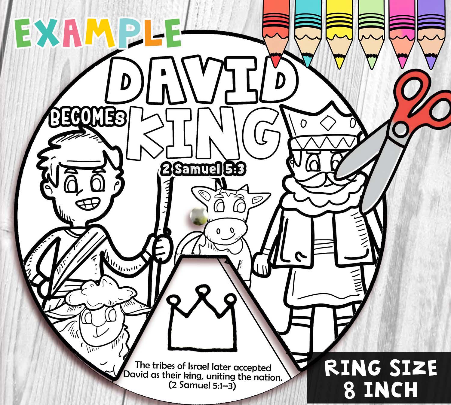 David Becomes King Spinner Coloring Wheel, Bible Activity, Kids Bible ...
