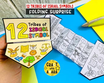 Vikbar överraskning med Israels 12 stammars symbol, Bibelpyssel, Bibellektion, Söndagsskolepyssel, Kyrkoaktivitet för barn, Minibok, Gamla testamentet