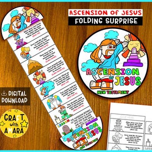 Ascension of Jesus Folding Surprise Bible Craft: Children Ministry Lesson, Sunday School, Church Activity Kids Christian New Testament Story