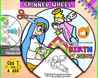 Birth of Jesus Foretold Coloring Wheel Bible Craft: the Annunciation ...
