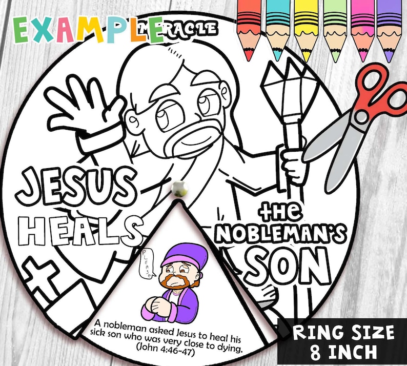 Jesus Heals the Nobleman's Son Spinner Coloring Wheel Bible Craft ...