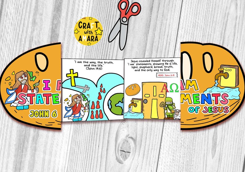 I Am Statements of Jesus Easy Coloring Folding Surprise Bible Craft ...