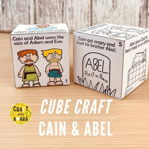 Cain and Abel Coloring Cube Craft, Memory Games, Bible Craft for Kids, Bible Study Lesson, Sunday School Activity, Old Testament, Christian