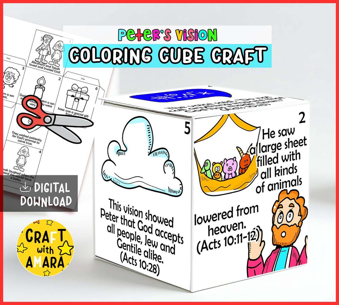 Vision Craft Peter's Vision Coloring Cube Craft, Memory Games, Bible Craft for Kids ...
