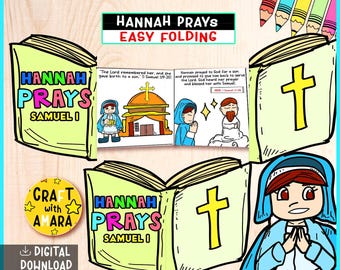 Hannah Prays Easy Coloring Folding Surprise Bible Craft: Christian Sunday School Lesson Church Activity Kids Old Testament Children Ministry