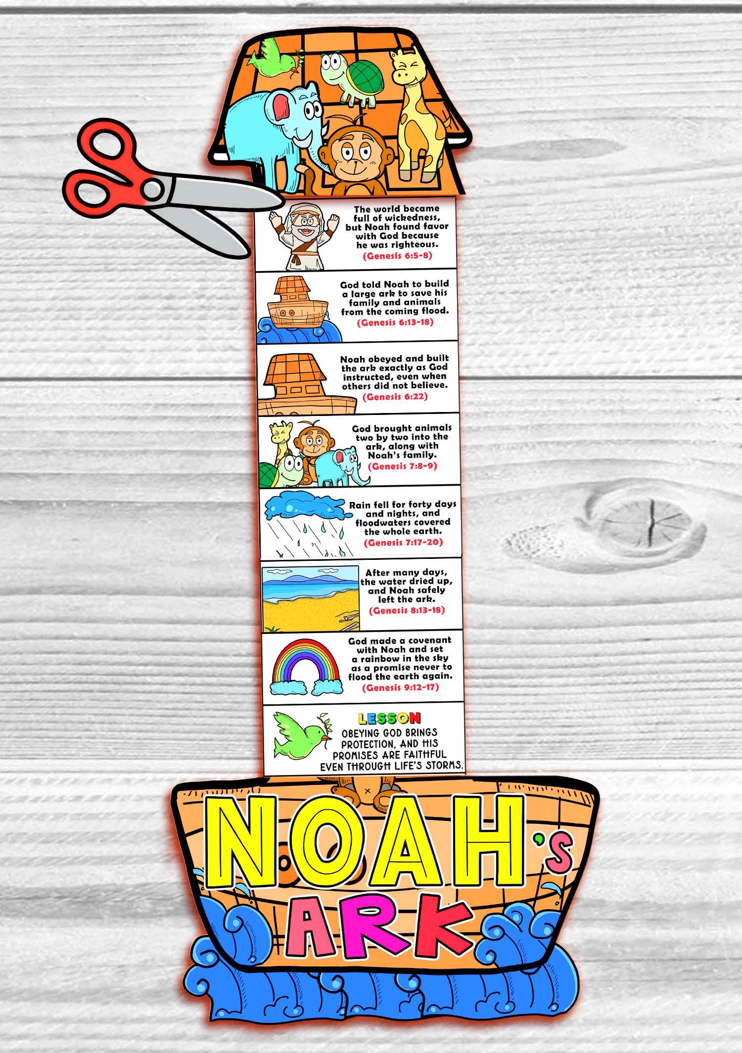 Noah's Ark Folding Surprise Bible Craft, Bible Lesson, Sunday School ...